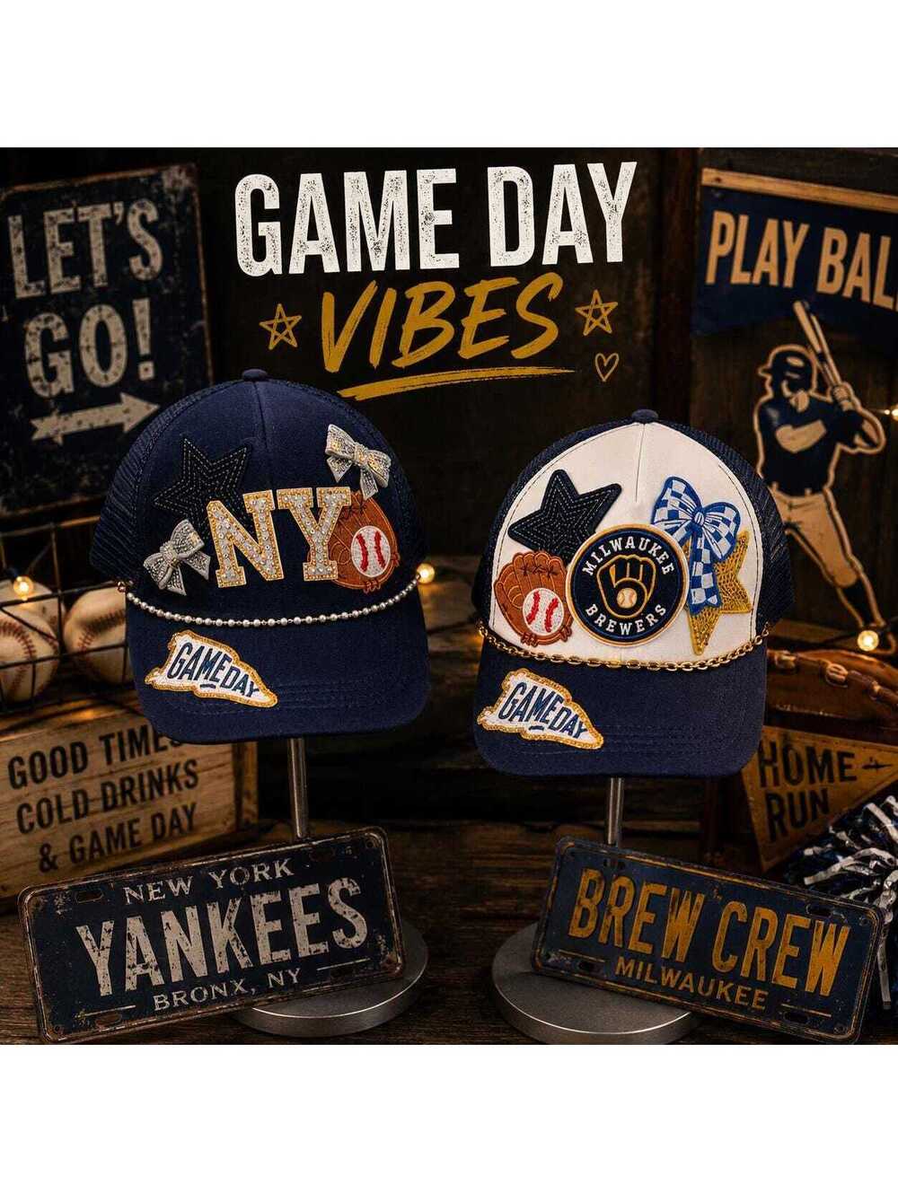 Embellished Baseball Trucker Hats | MLB Team Spirit Game Day Caps